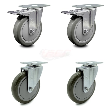 Service Caster Cambro Ultra Pan Carrier Swivel Caster with Brakes Replacement Set - SCC CAM-SCC-TTL20S514-PPUB-2-S-2
